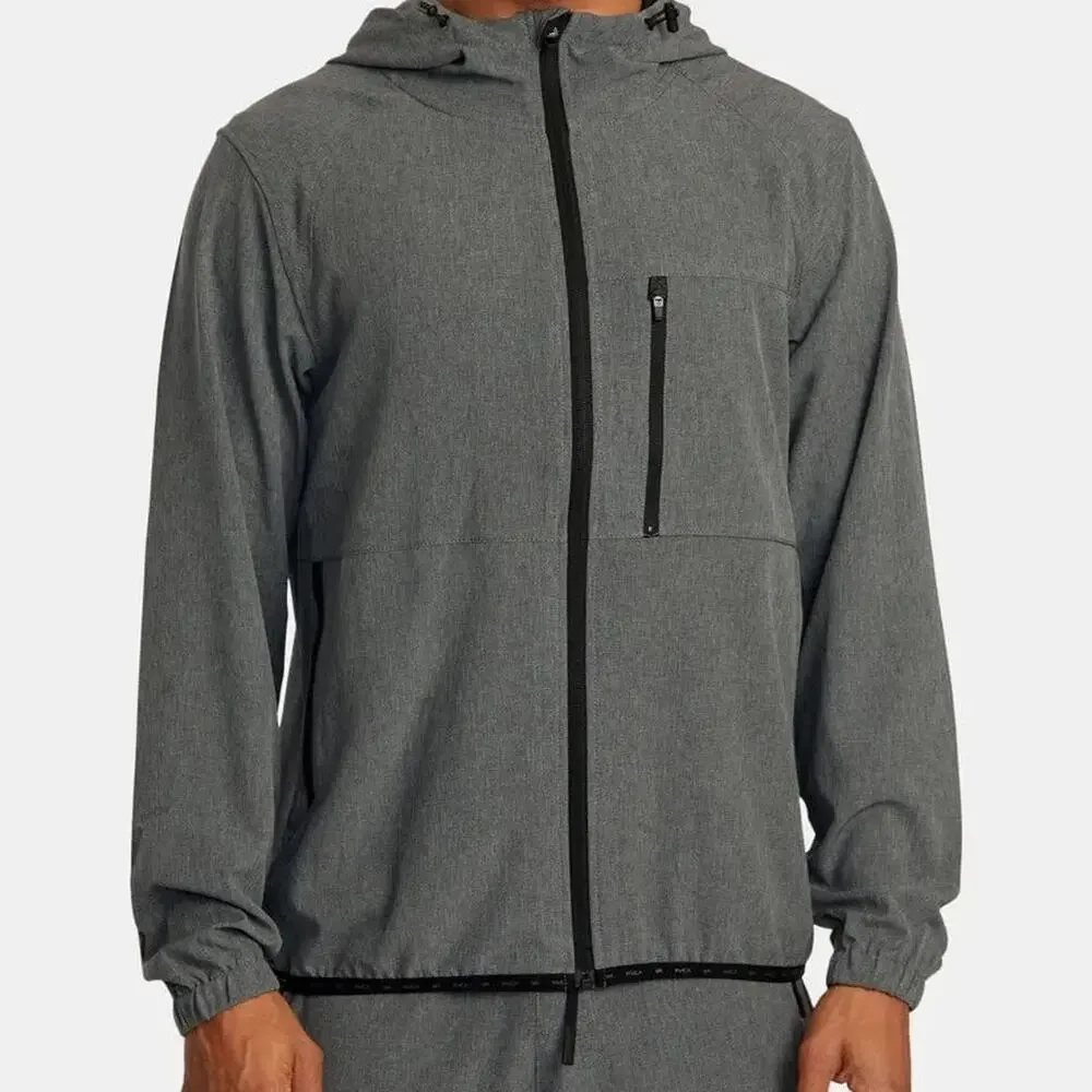 RVCA Men’s Yogger Zip-Up Hooded Jacket II Gray Sz M